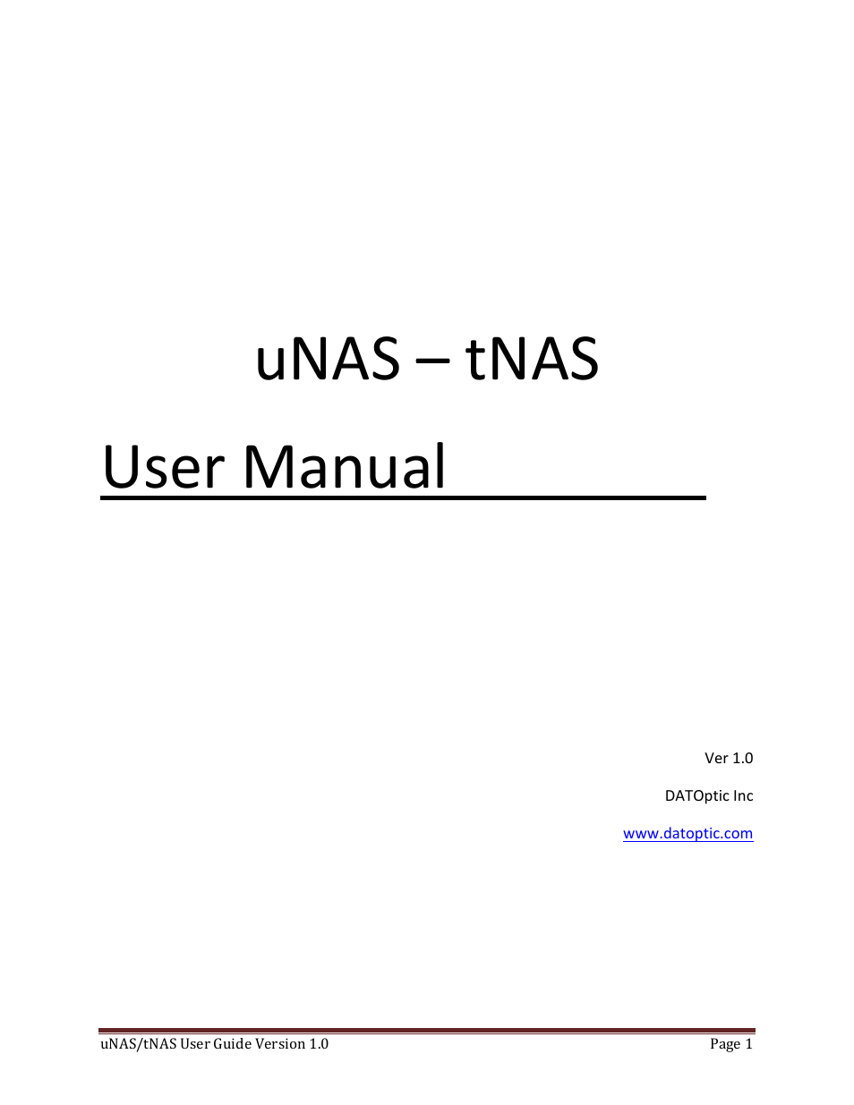 DATOptic uNAS – tNAS User Manual | 98 pages