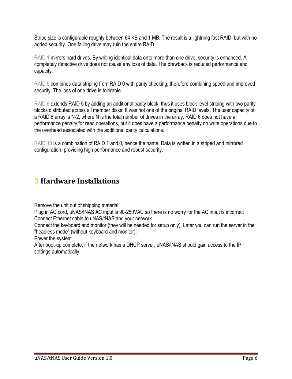 3 hardware installations | DATOptic uNAS – tNAS User Manual | Page 6 / 98