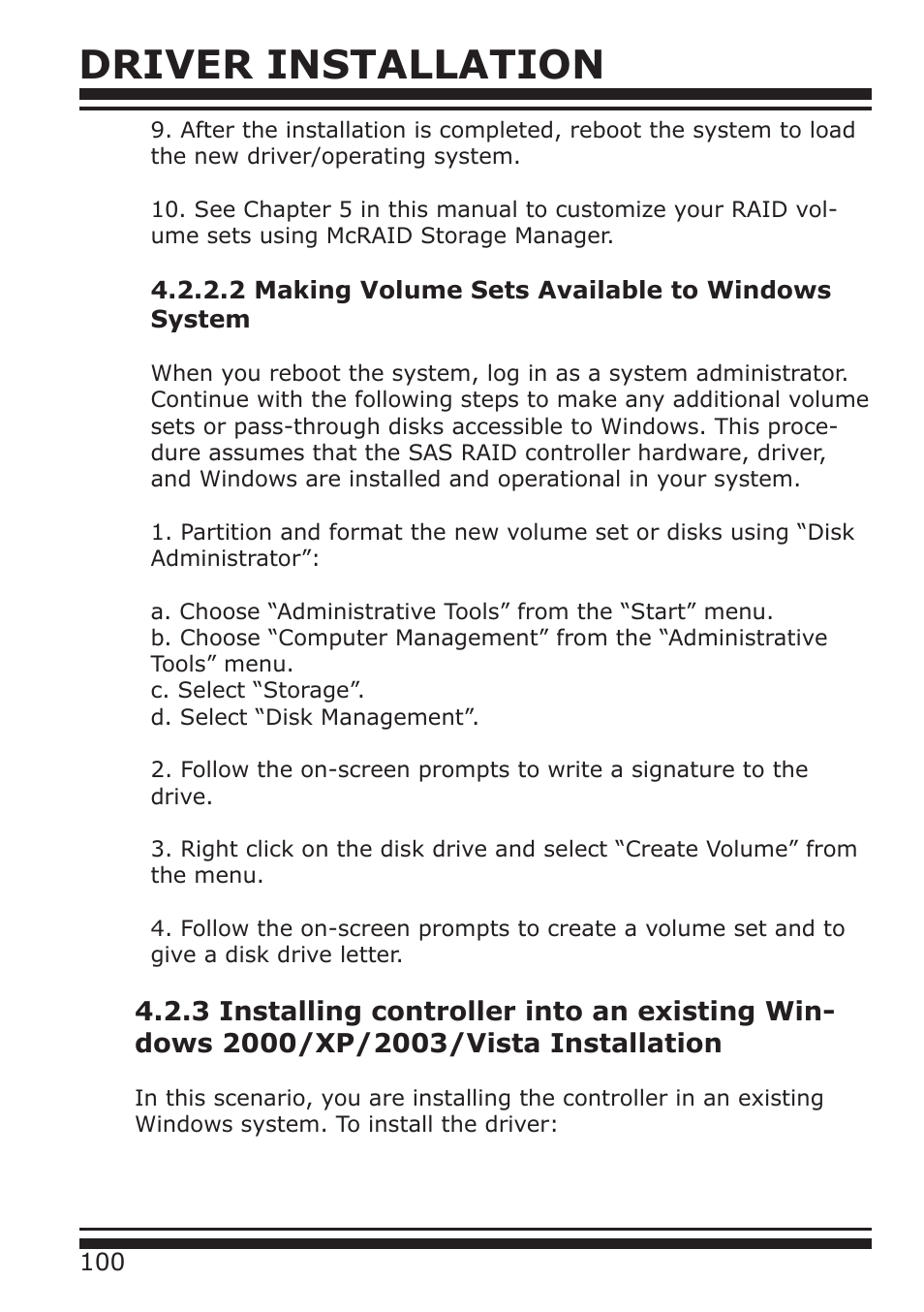 Driver installation | DATOptic ARC-1680 Series User Manual | Page 100 / 184