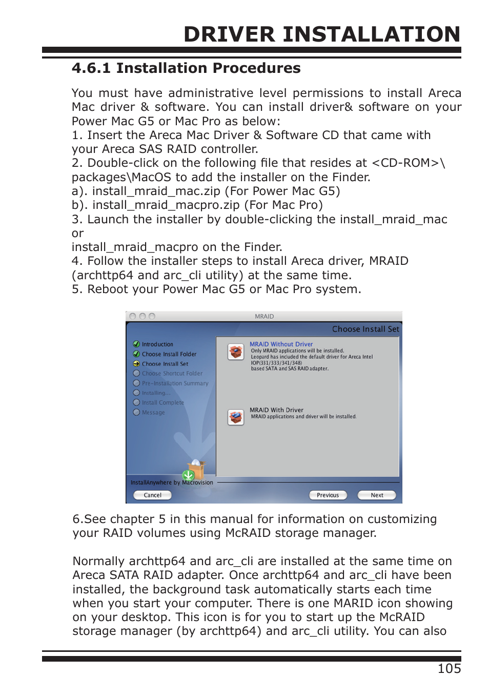 Driver installation, 1 installation procedures | DATOptic ARC-1680 Series User Manual | Page 105 / 184