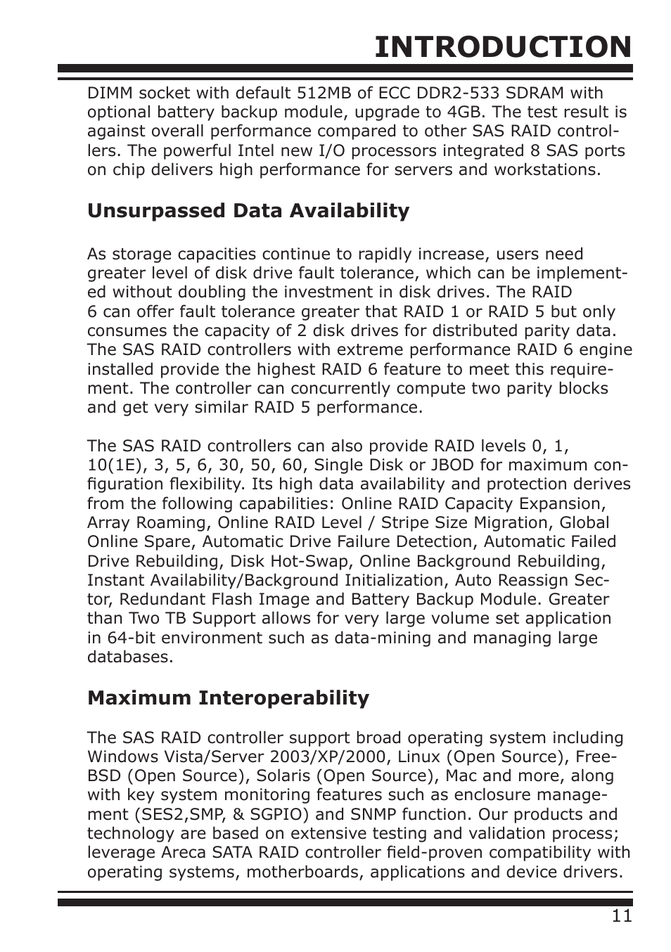 Introduction, Unsurpassed data availability, Maximum interoperability | DATOptic ARC-1680 Series User Manual | Page 11 / 184