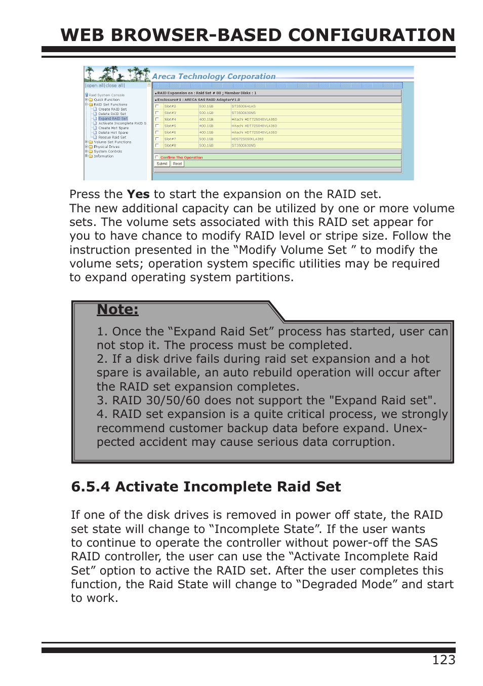 Web browser-based configuration, 4 activate incomplete raid set | DATOptic ARC-1680 Series User Manual | Page 123 / 184