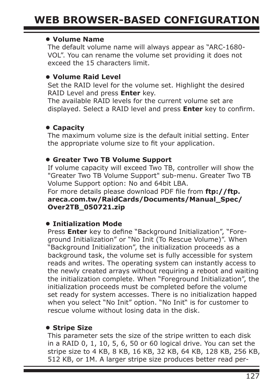 Web browser-based configuration | DATOptic ARC-1680 Series User Manual | Page 127 / 184