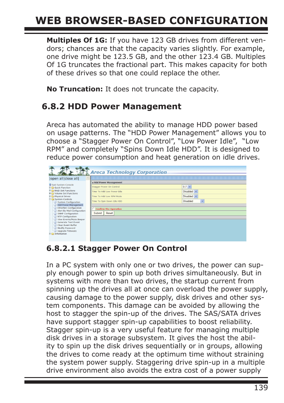 Web browser-based configuration, 2 hdd power management | DATOptic ARC-1680 Series User Manual | Page 139 / 184