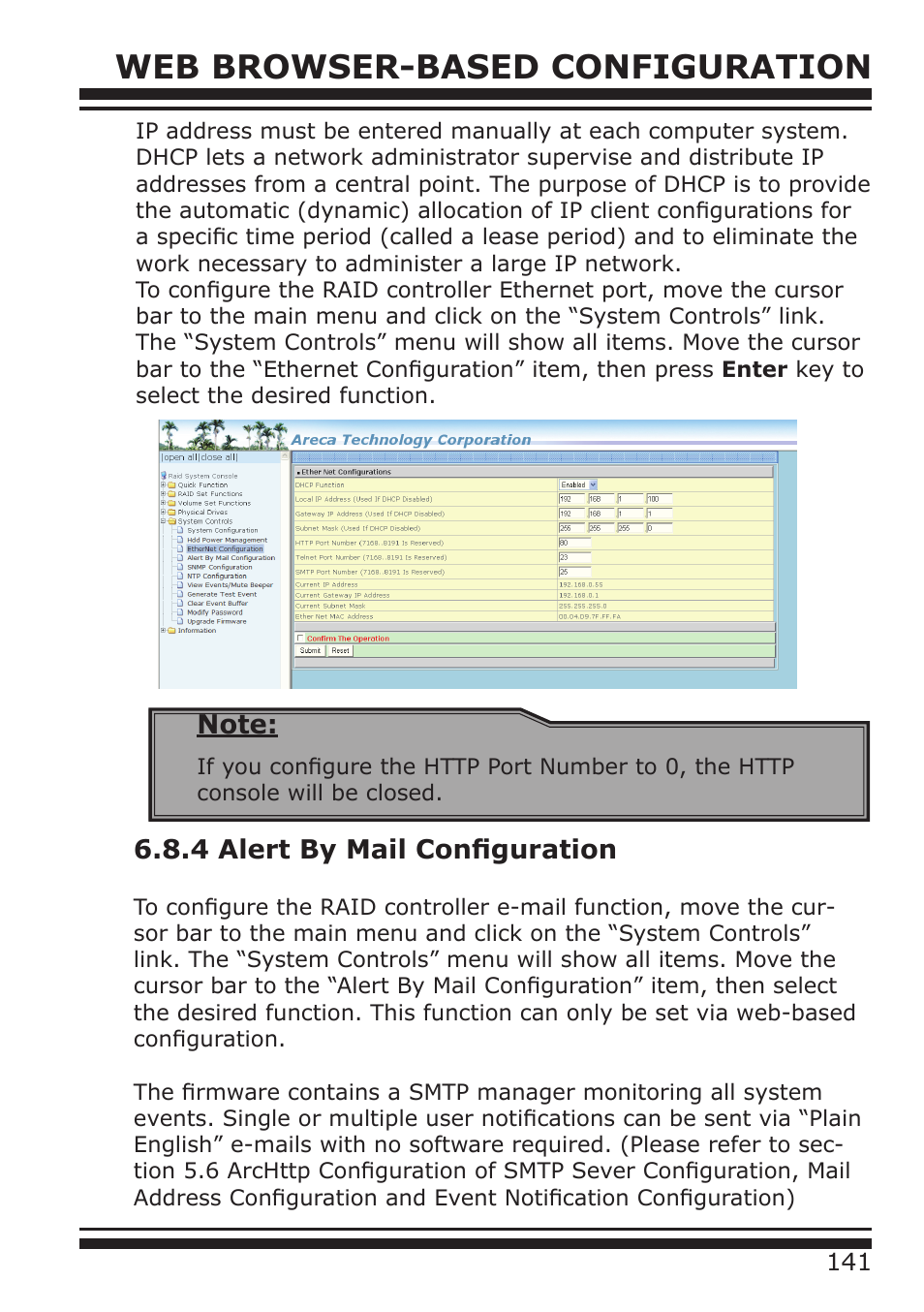 Web browser-based configuration, 4 alert by mail configuration | DATOptic ARC-1680 Series User Manual | Page 141 / 184