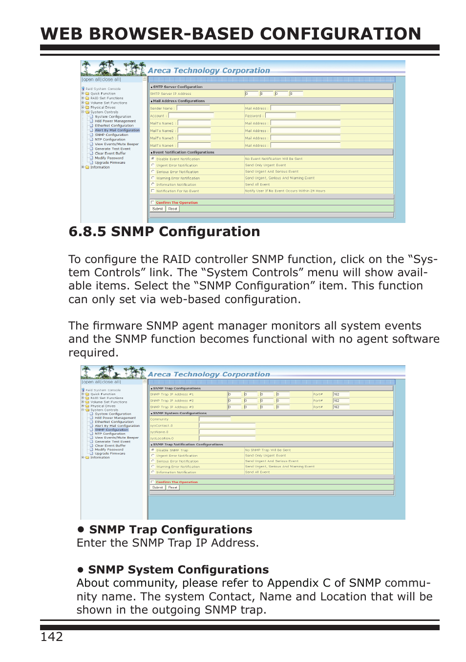 Web browser-based configuration, 5 snmp configuration | DATOptic ARC-1680 Series User Manual | Page 142 / 184