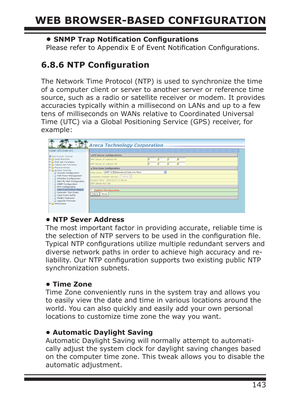 Web browser-based configuration, 6 ntp configuration | DATOptic ARC-1680 Series User Manual | Page 143 / 184