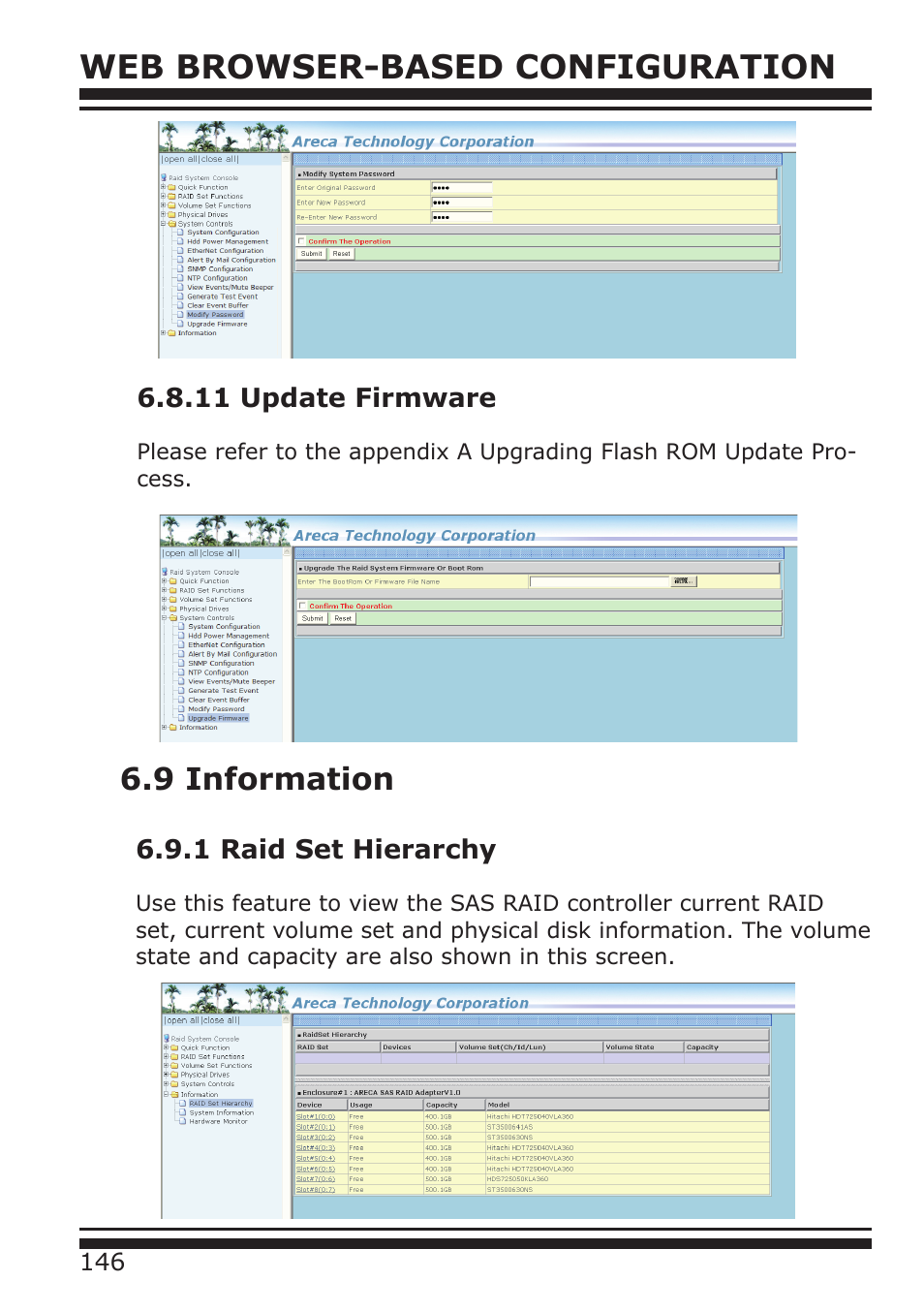 Web browser-based configuration, 9 information | DATOptic ARC-1680 Series User Manual | Page 146 / 184