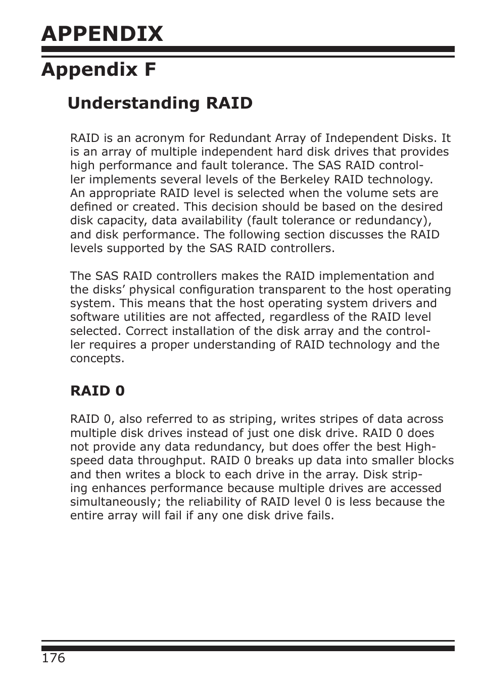 Appendix, Appendix f, Understanding raid | DATOptic ARC-1680 Series User Manual | Page 176 / 184