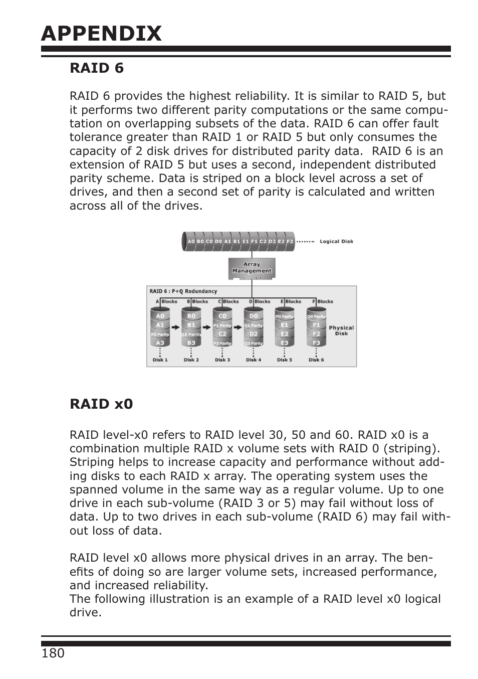 Appendix, Raid 6, Raid x0 | DATOptic ARC-1680 Series User Manual | Page 180 / 184