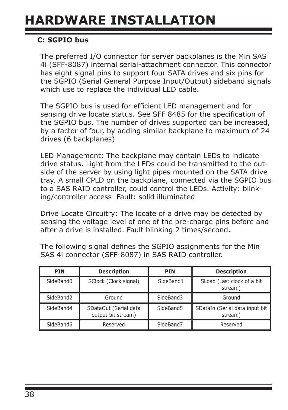 Hardware installation | DATOptic ARC-1680 Series User Manual | Page 38 / 184