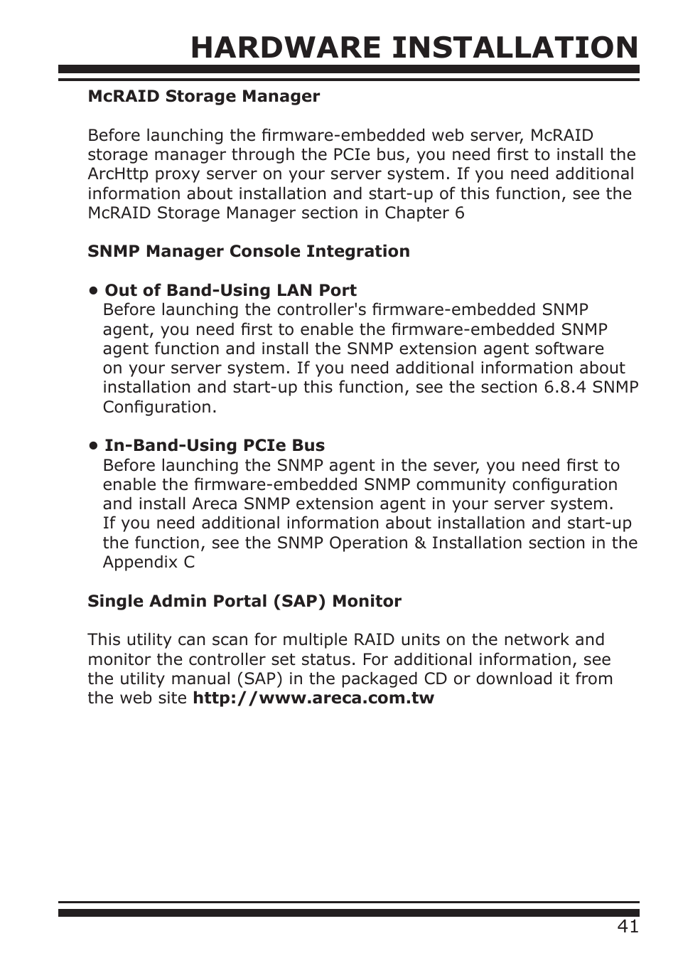 Hardware installation | DATOptic ARC-1680 Series User Manual | Page 41 / 184