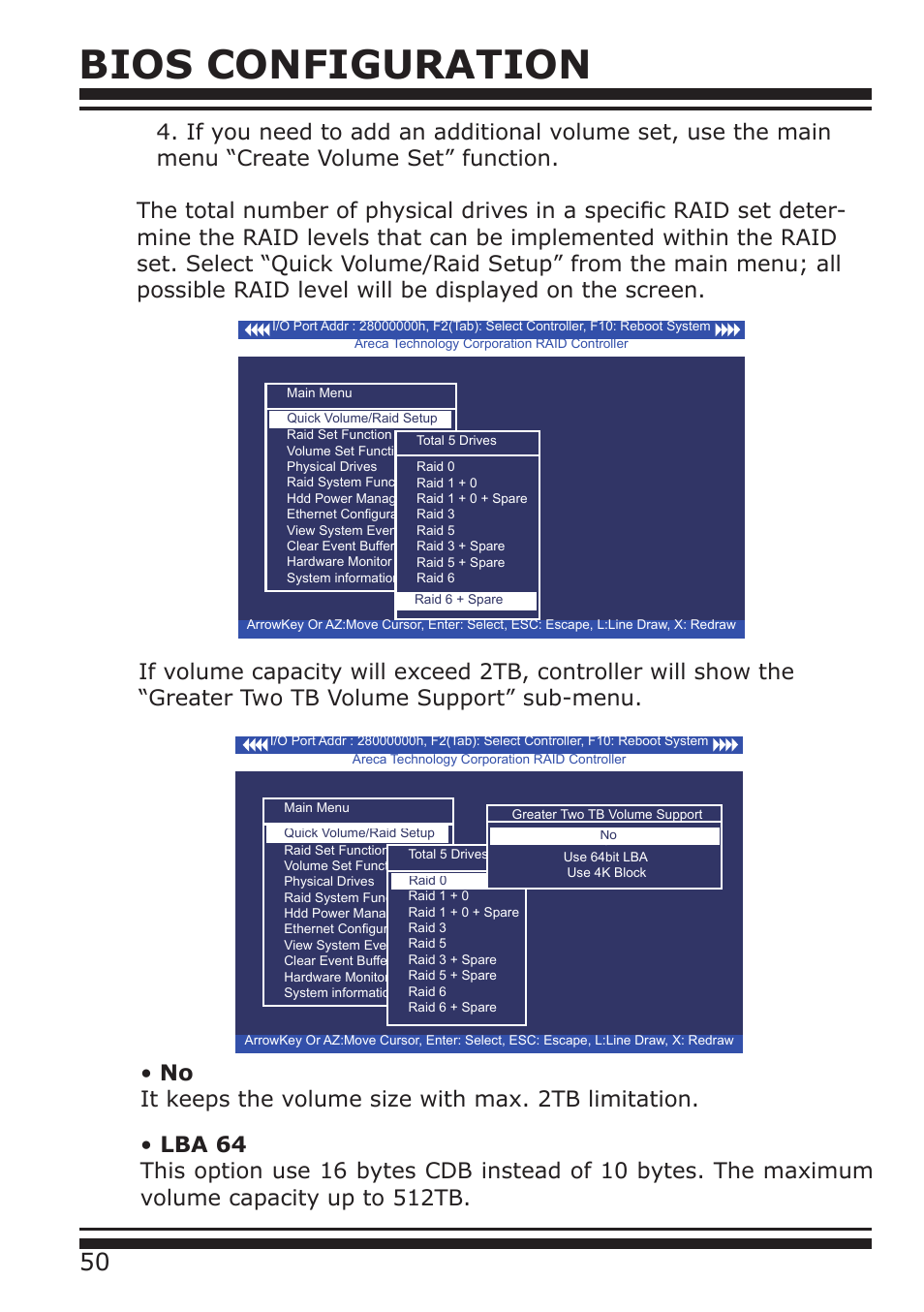 Bios configuration | DATOptic ARC-1680 Series User Manual | Page 50 / 184