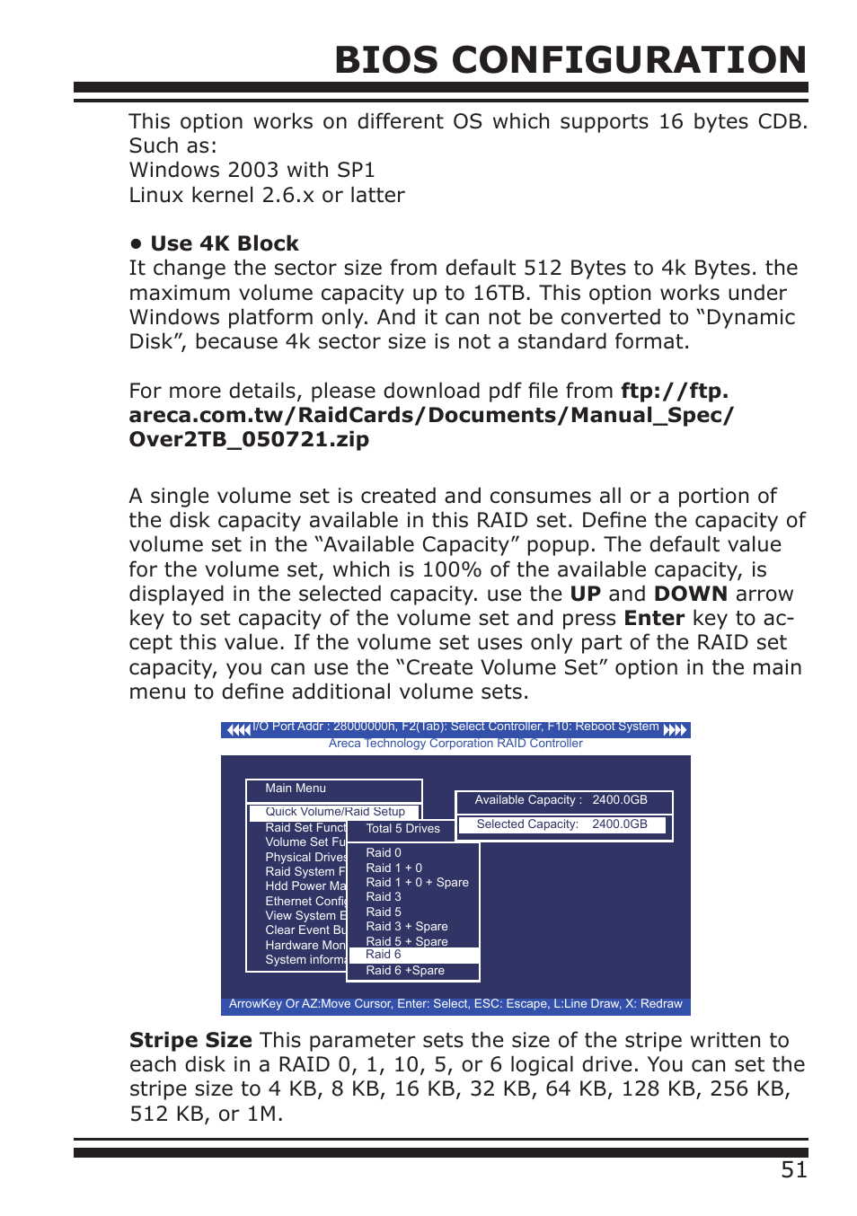 Bios configuration | DATOptic ARC-1680 Series User Manual | Page 51 / 184