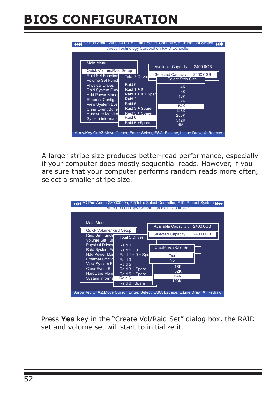 Bios configuration | DATOptic ARC-1680 Series User Manual | Page 52 / 184