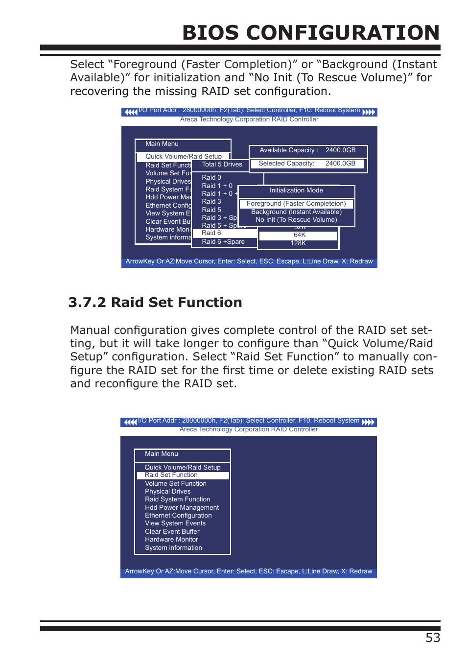 Bios configuration, 2 raid set function | DATOptic ARC-1680 Series User Manual | Page 53 / 184