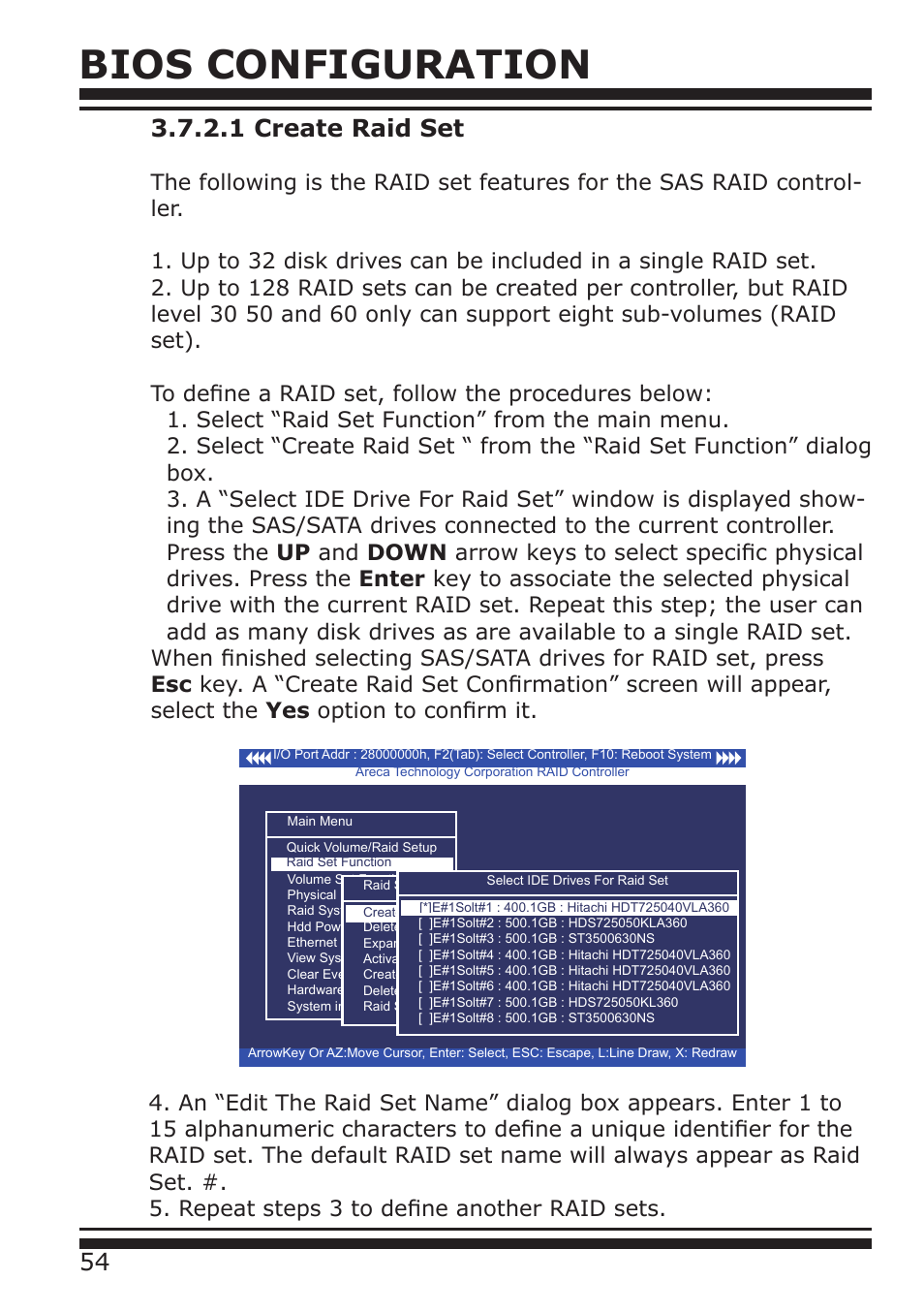 Bios configuration | DATOptic ARC-1680 Series User Manual | Page 54 / 184