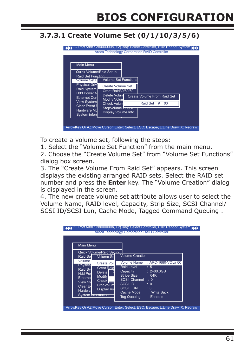 Bios configuration | DATOptic ARC-1680 Series User Manual | Page 61 / 184