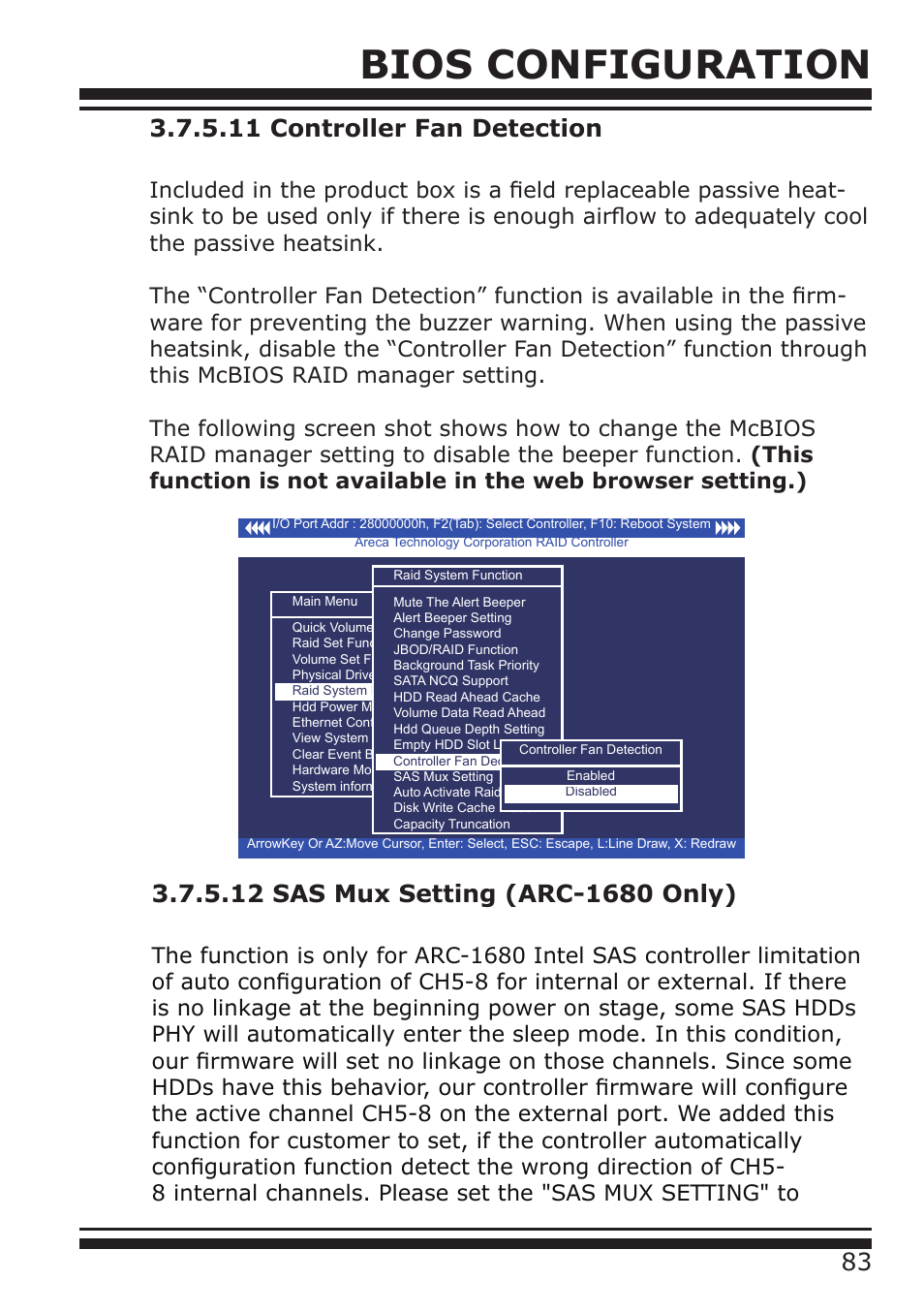 Bios configuration | DATOptic ARC-1680 Series User Manual | Page 83 / 184