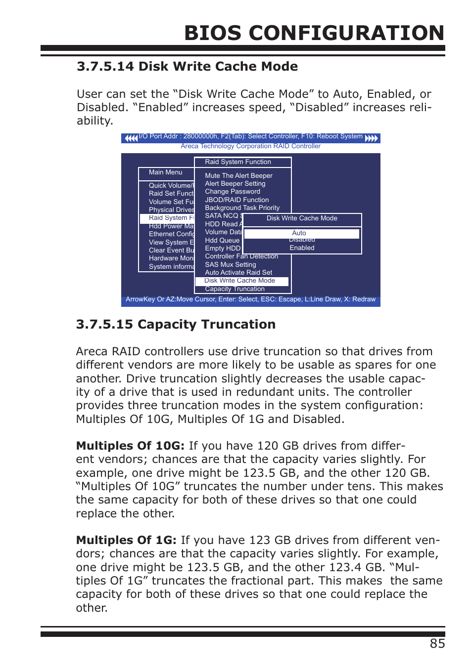 Bios configuration, 15 capacity truncation | DATOptic ARC-1680 Series User Manual | Page 85 / 184