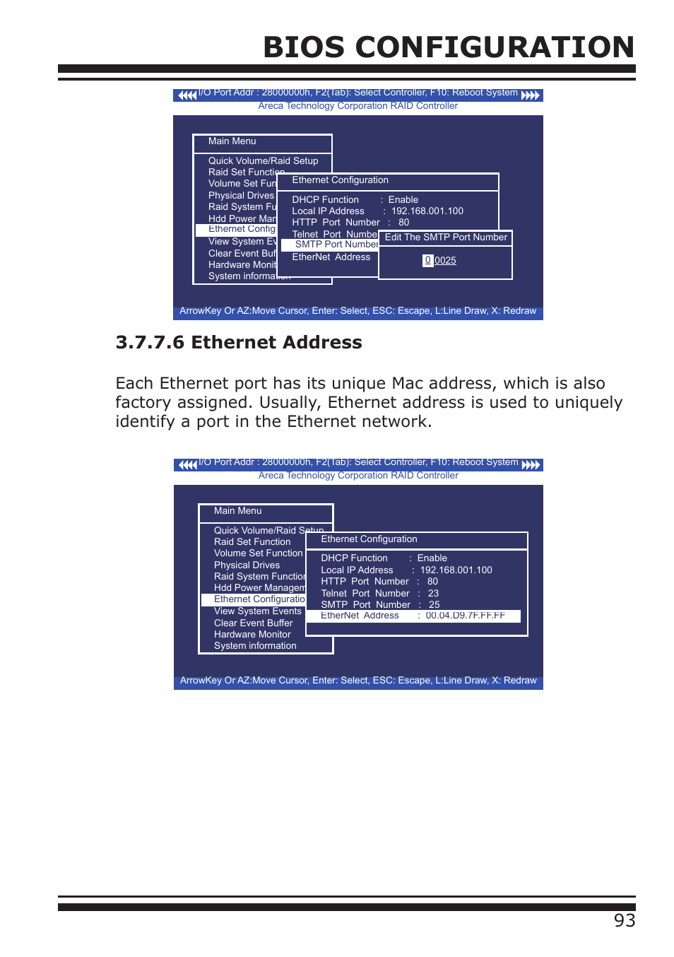 Bios configuration, 6 ethernet address | DATOptic ARC-1680 Series User Manual | Page 93 / 184