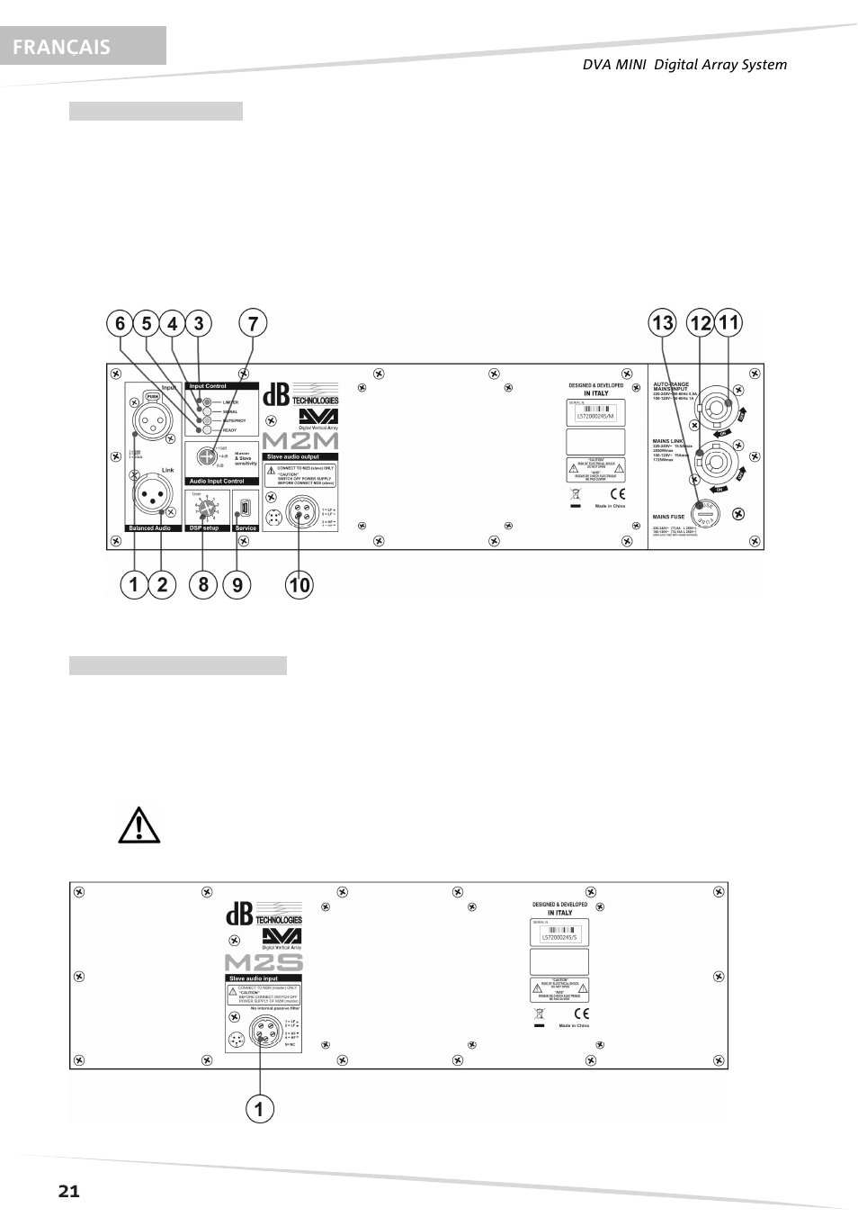 21 français | dB TECHNOLOGIES DVA M2S User Manual | Page 22 / 44