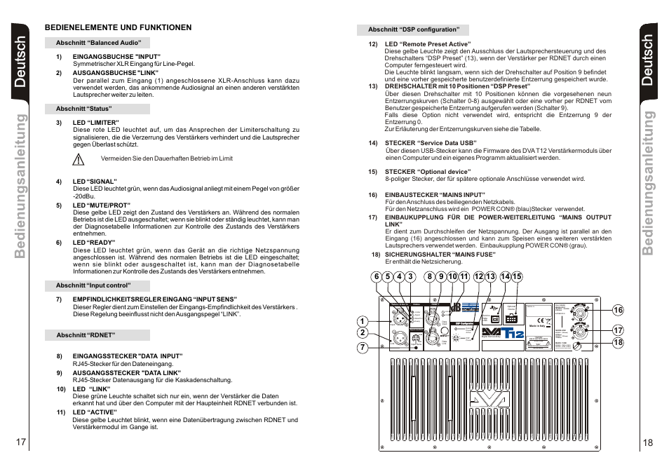Deut sch, Replace fuse with same ratings) | dB TECHNOLOGIES DVA T12 v1 User Manual | Page 10 / 26