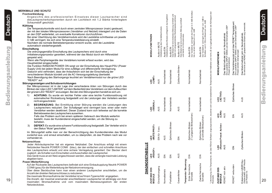 Deut sch, Diagnoset abelle | dB TECHNOLOGIES DVA T12 v1 User Manual | Page 11 / 26