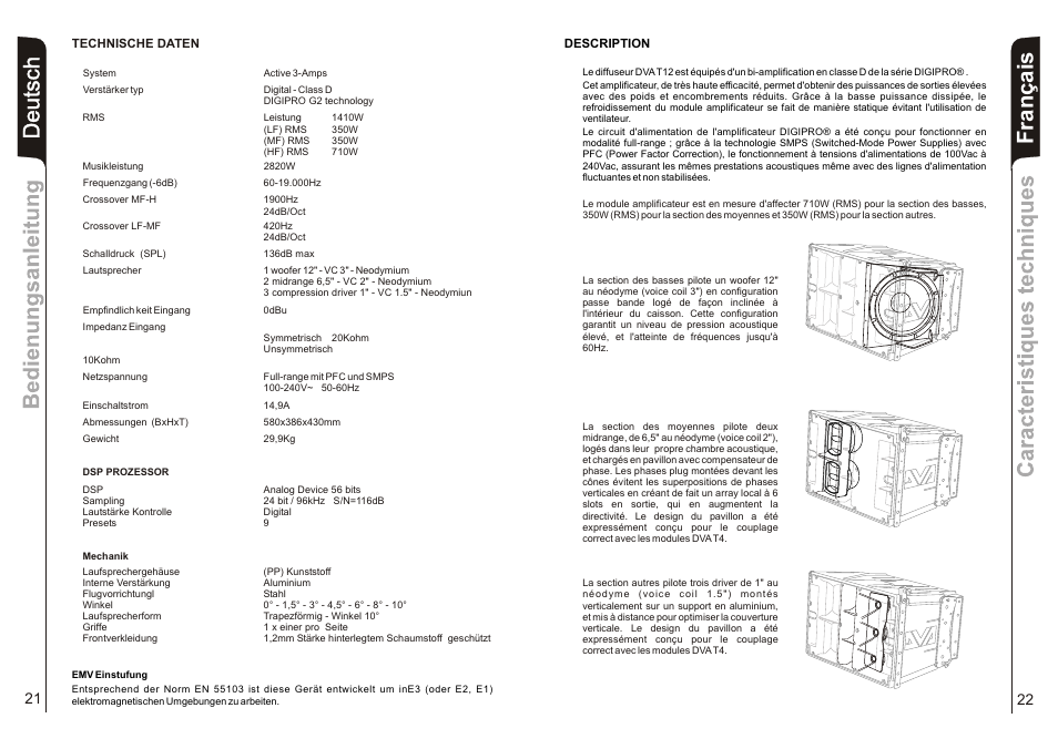 Deut sch, Français | dB TECHNOLOGIES DVA T12 v1 User Manual | Page 12 / 26