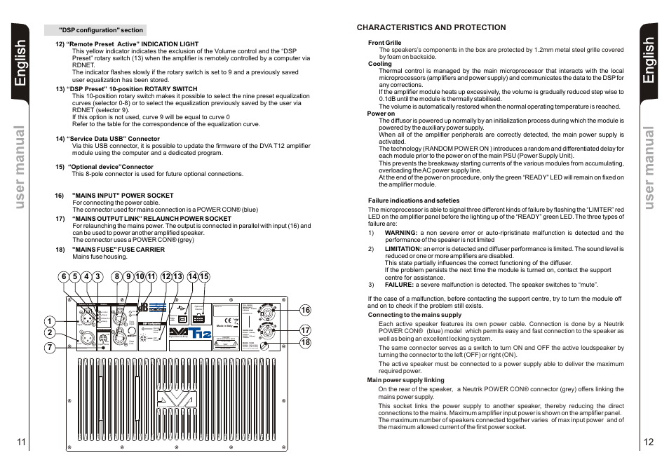 English, Replace fuse with same ratings) | dB TECHNOLOGIES DVA T12 v1 User Manual | Page 7 / 26