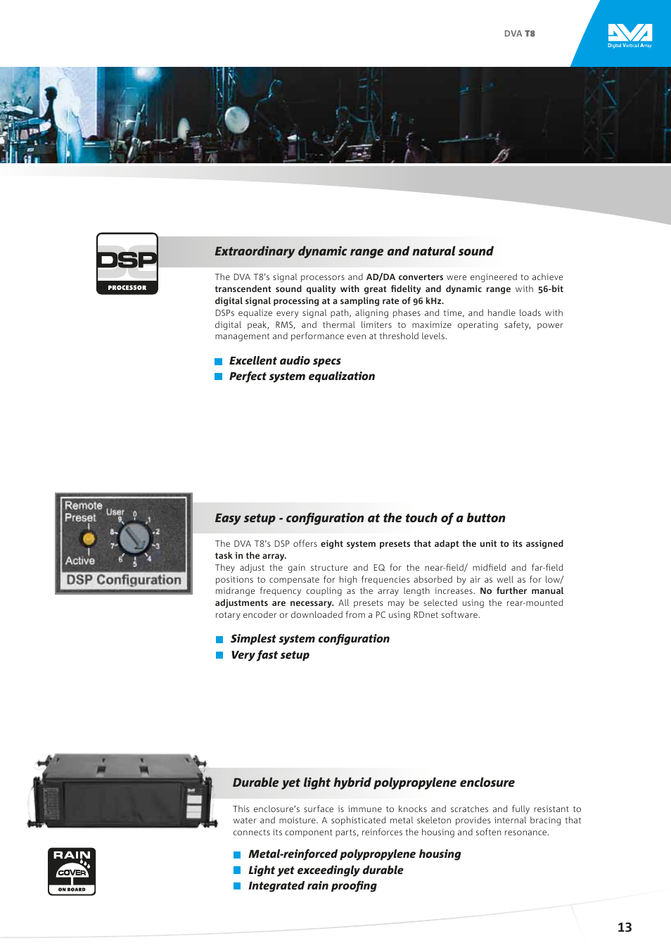 Top performance combined with total control, Active line array module | dB TECHNOLOGIES DVA Series User Manual | Page 10 / 18