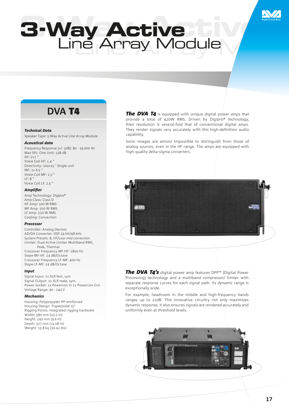 Way active, Line array module, Dva t4 | dB TECHNOLOGIES DVA Series User Manual | Page 14 / 18