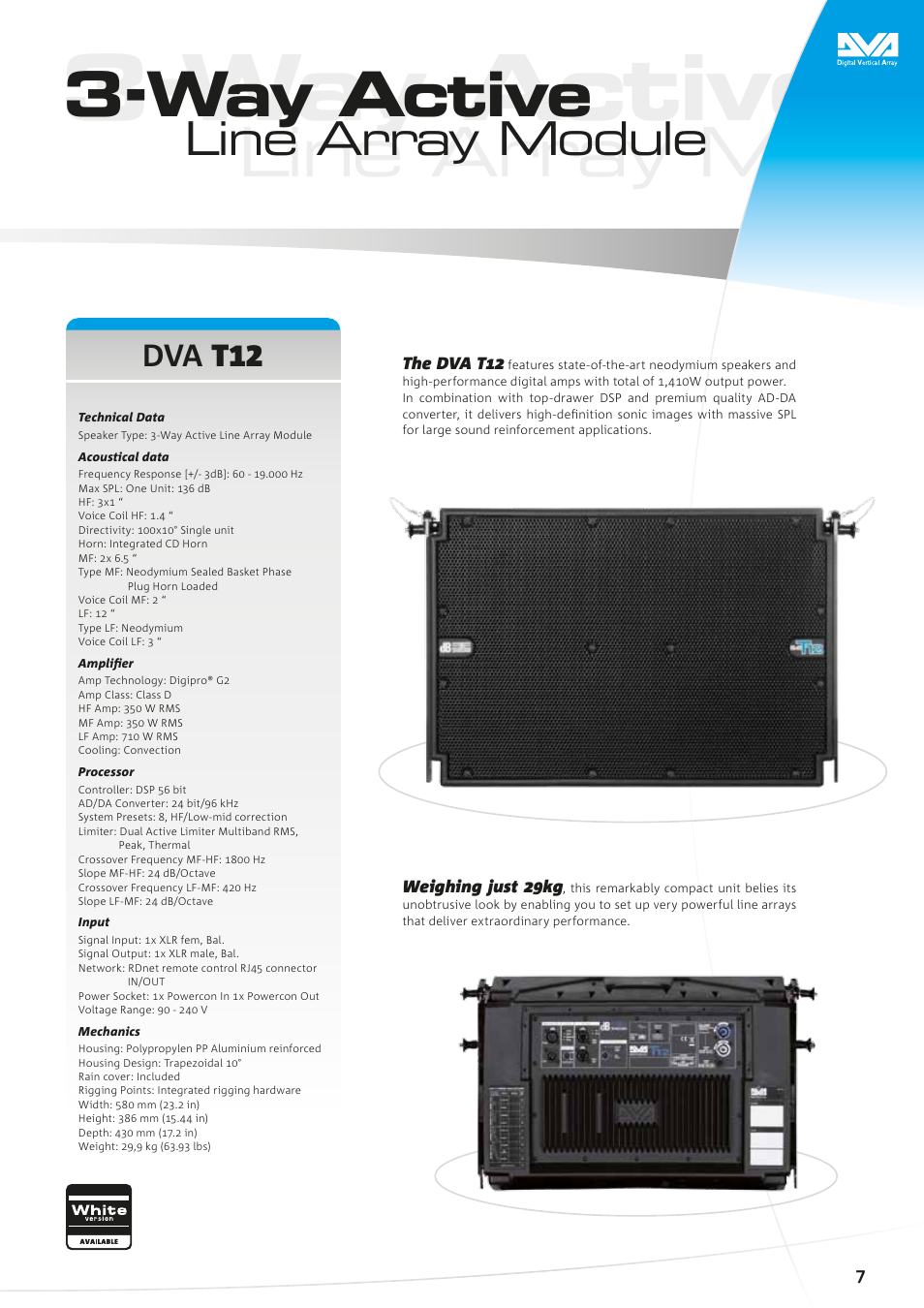 Way active, Line array module, Dva t12 | dB TECHNOLOGIES DVA Series User Manual | Page 4 / 18