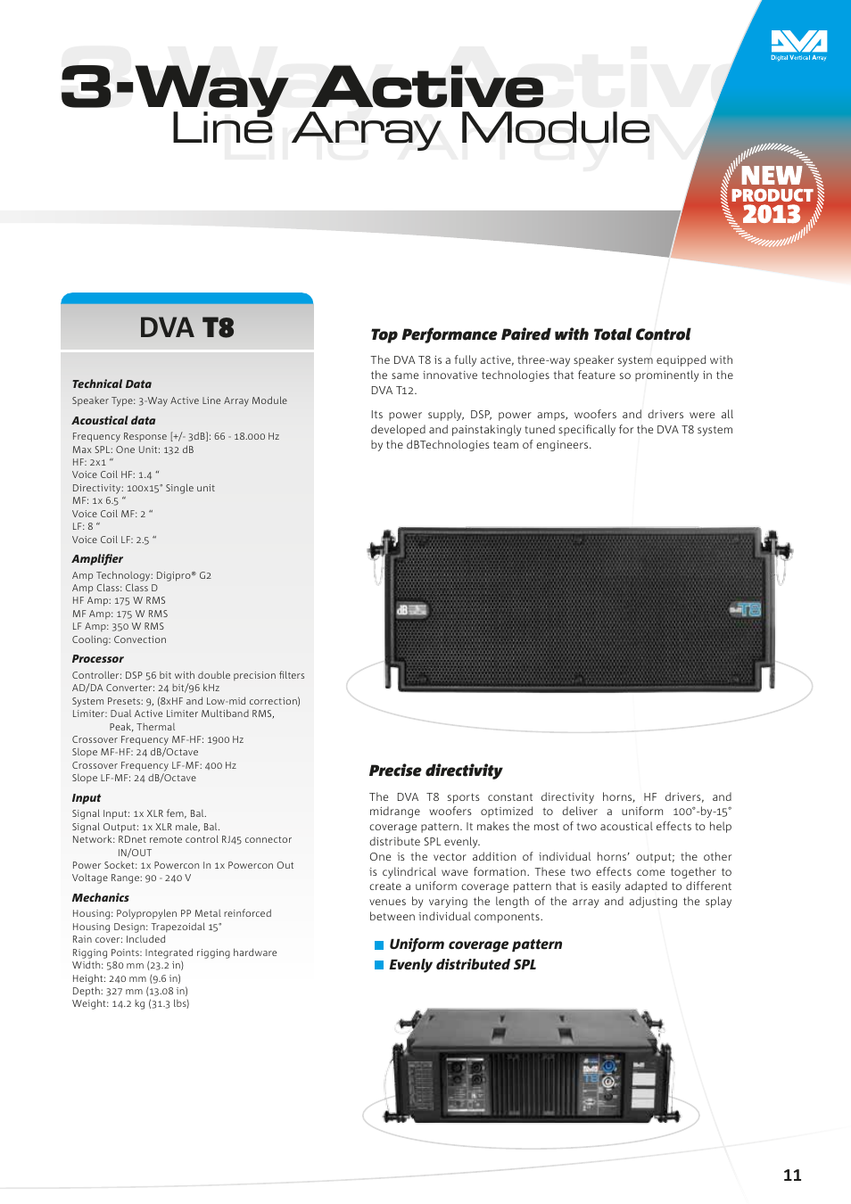 Way active, Line array module, Dva t8 | dB TECHNOLOGIES DVA Series User Manual | Page 8 / 18