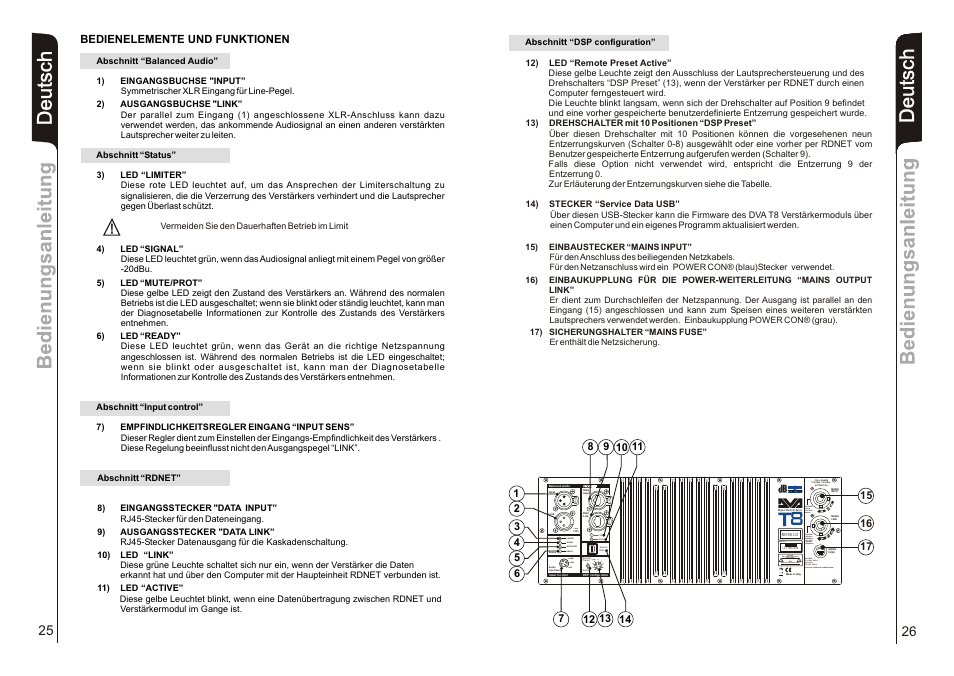 Deut sch, User, Replace fuse with same ratings) | dB TECHNOLOGIES DVA T8 User Manual | Page 14 / 32