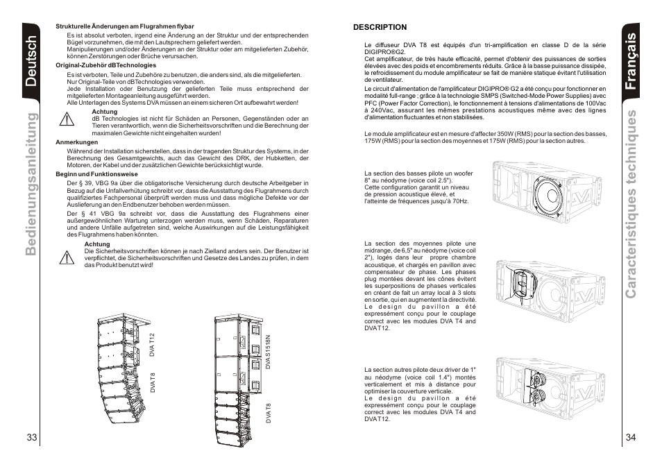 Français, Deut sch | dB TECHNOLOGIES DVA T8 User Manual | Page 18 / 32