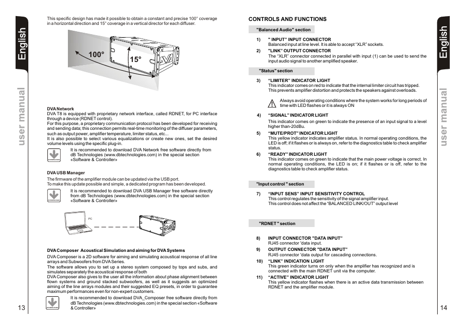 English | dB TECHNOLOGIES DVA T8 User Manual | Page 8 / 32