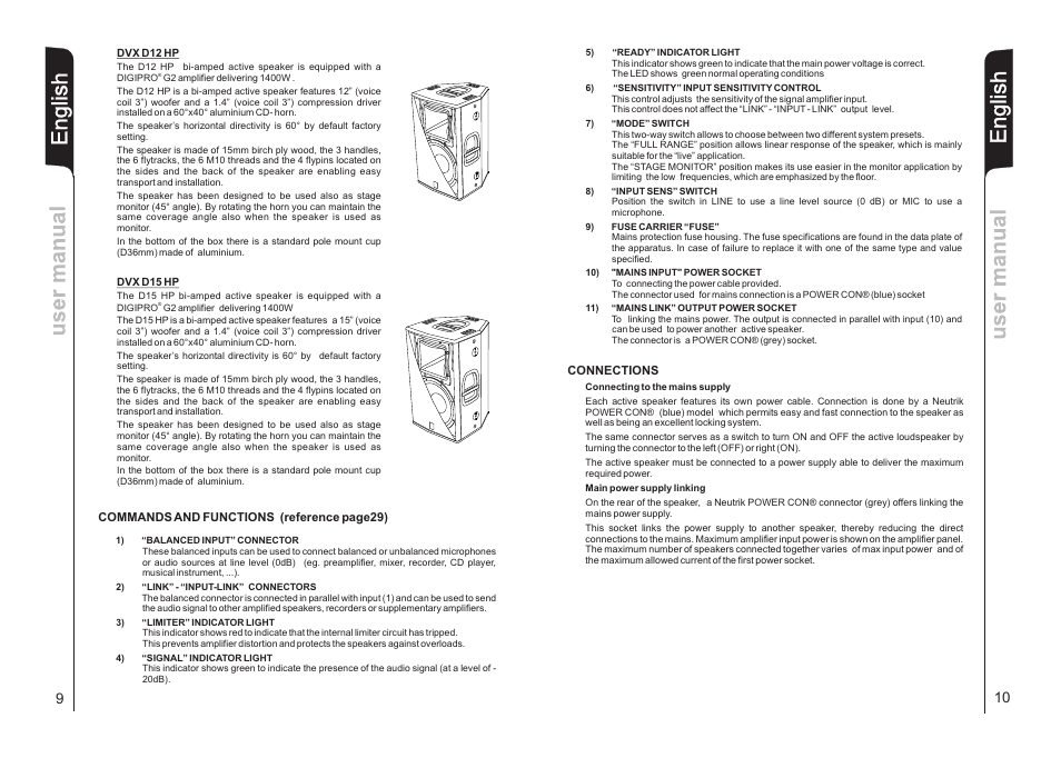 English | dB TECHNOLOGIES DVX D15 HP User Manual | Page 6 / 21