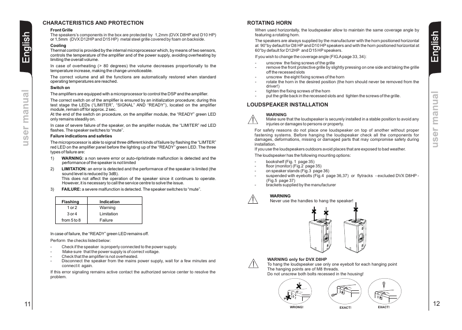 English | dB TECHNOLOGIES DVX D15 HP User Manual | Page 7 / 21