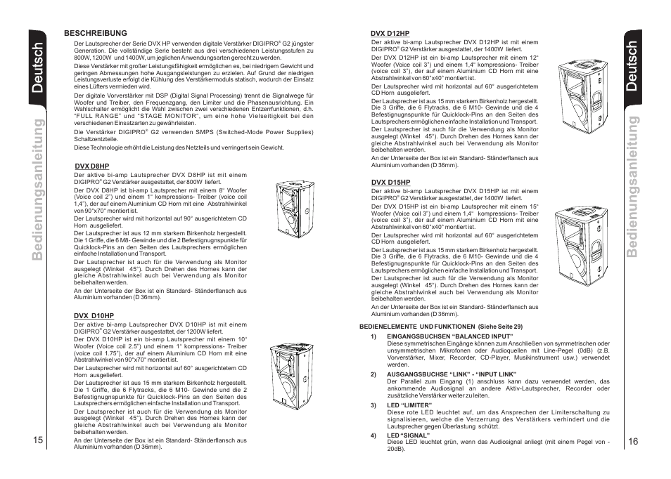 Deut sch | dB TECHNOLOGIES DVX D15 HP User Manual | Page 9 / 21