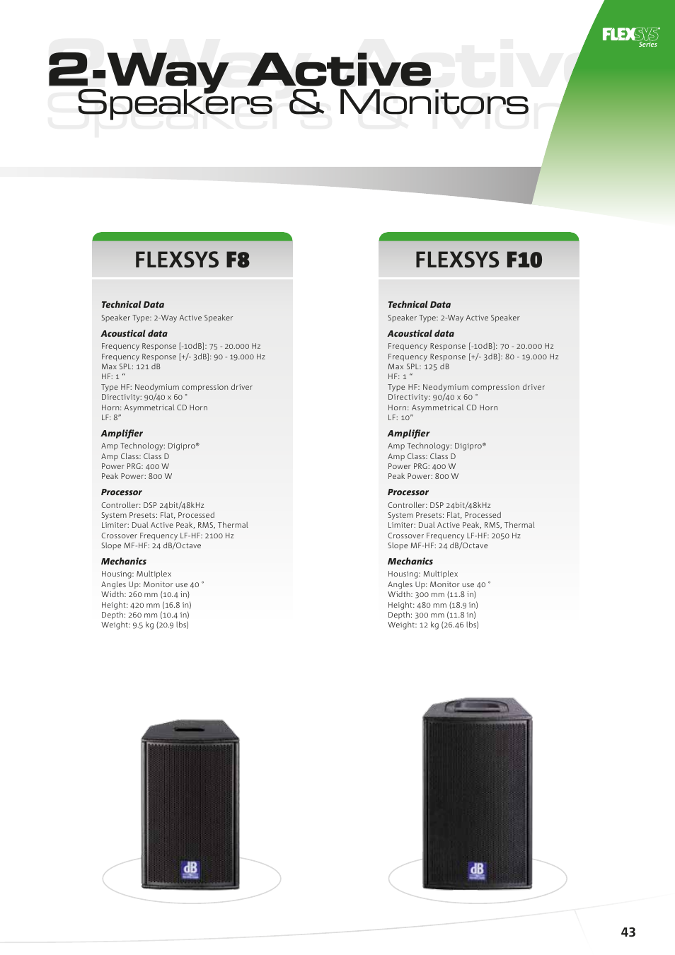 Way active, Speakers & monitors, Flexsys f10 | Flexsys f8 | dB TECHNOLOGIES FLEXSYS F315 User Manual | Page 2 / 4