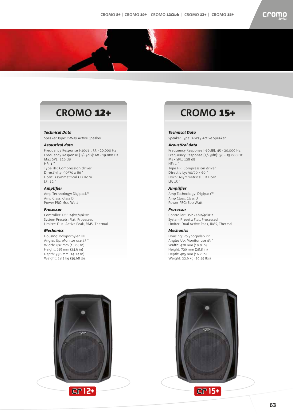 More power to your power amp, Cromo 12, Cromo 15+ professional active speakers | Cr cr | dB TECHNOLOGIES CROMO 15+ User Manual | Page 4 / 4