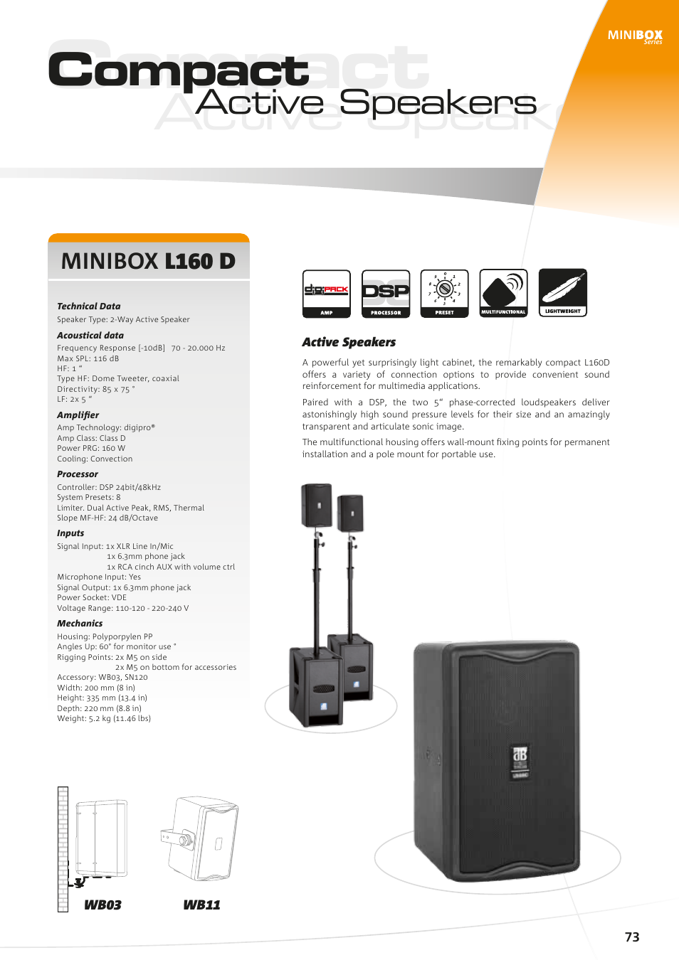 Compact, Active speakers, Minibox l160 d | dB TECHNOLOGIES K300 User Manual | Page 2 / 4