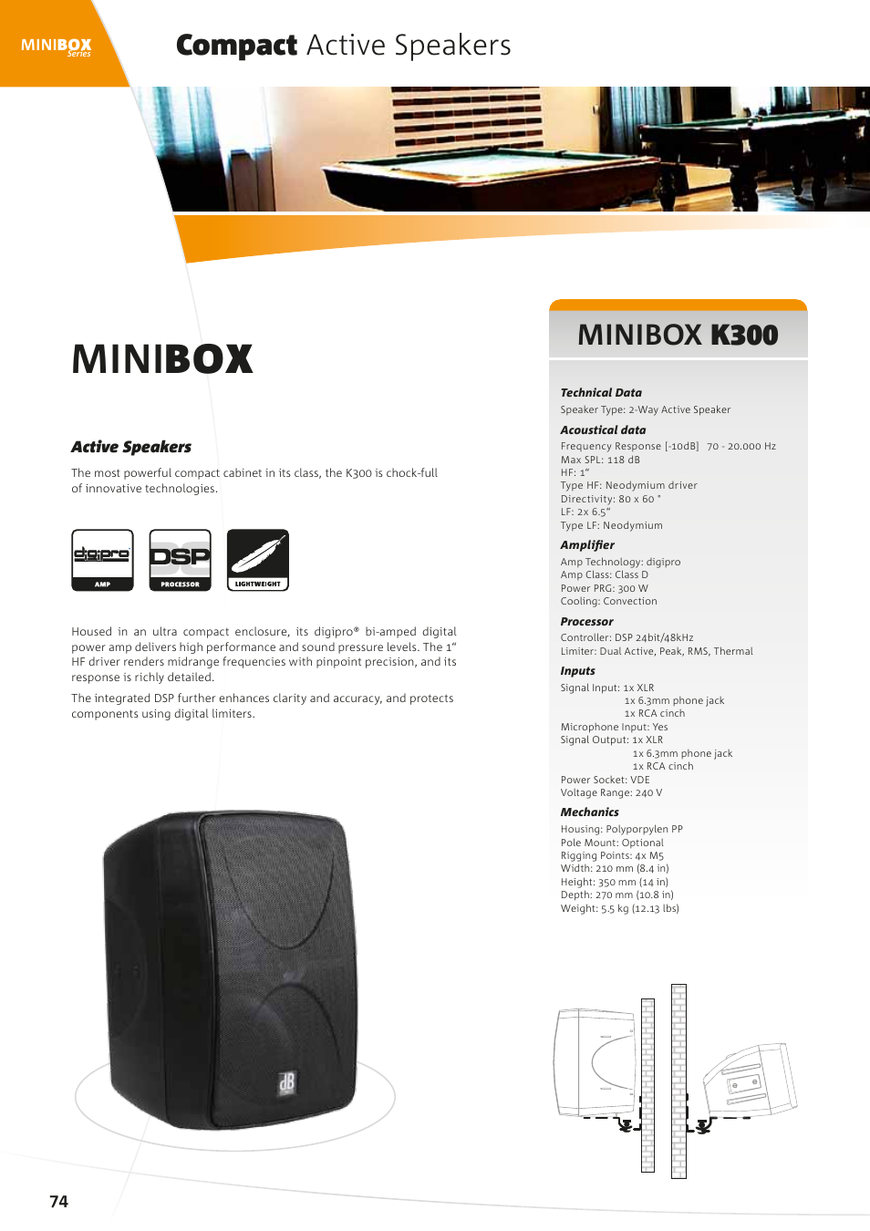 Minibox, Compact active speakers, Minibox k300 | dB TECHNOLOGIES K300 User Manual | Page 3 / 4