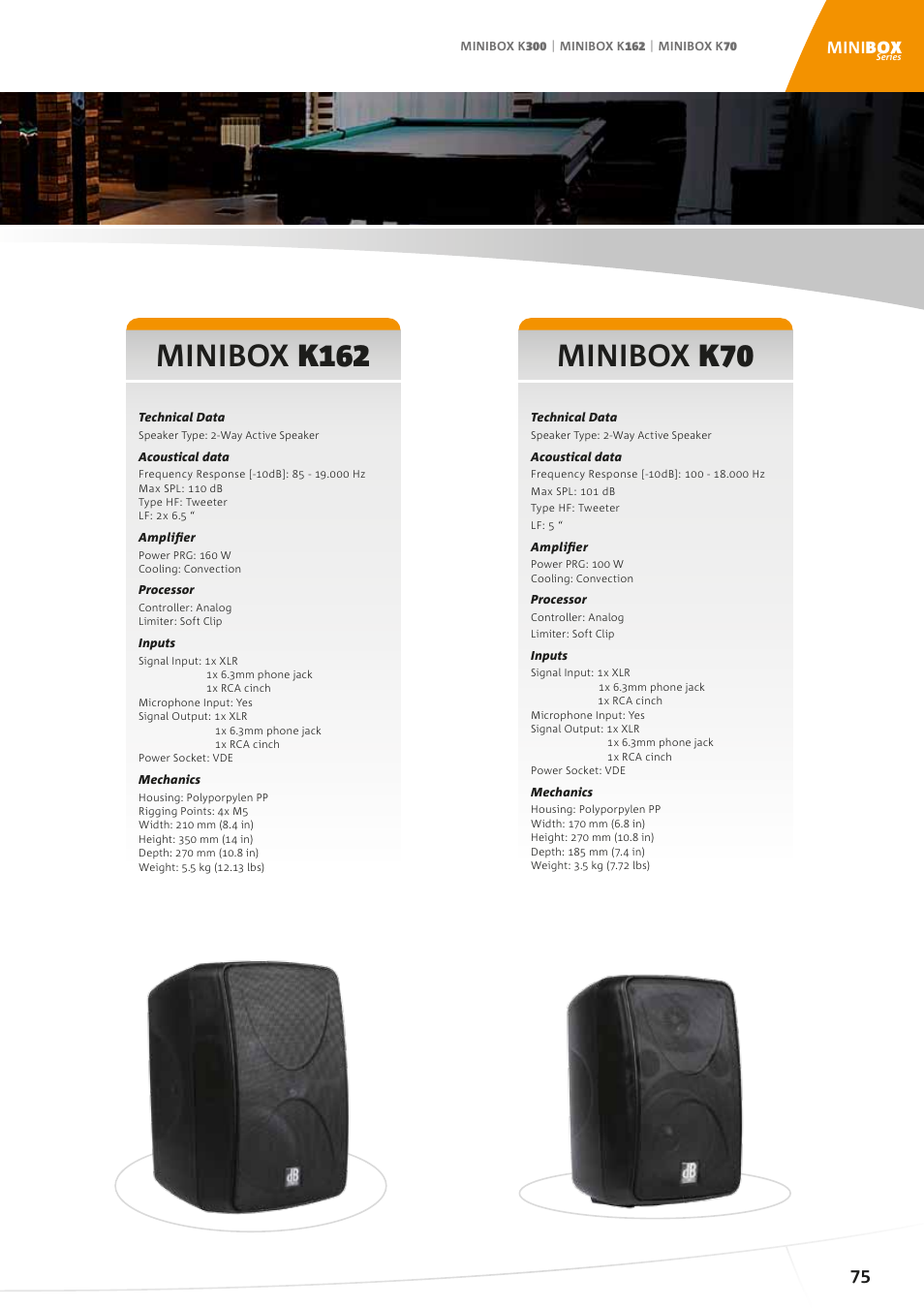 A big heart in a mini-box, Minibox k162, Minibox k70 compact active speakers | dB TECHNOLOGIES K300 User Manual | Page 4 / 4