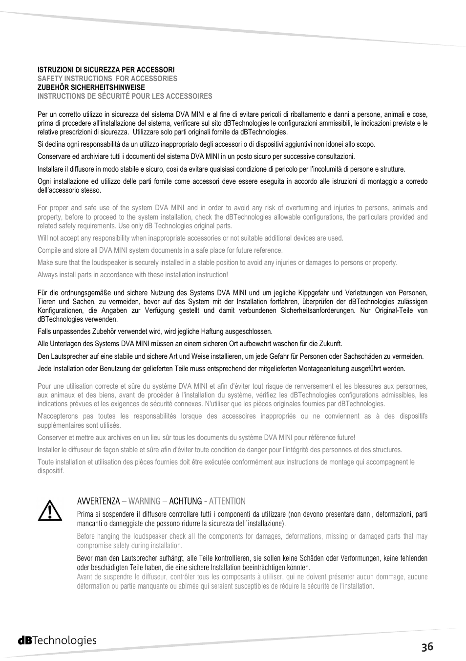 dB TECHNOLOGIES DVA MS12 User Manual | Page 37 / 40