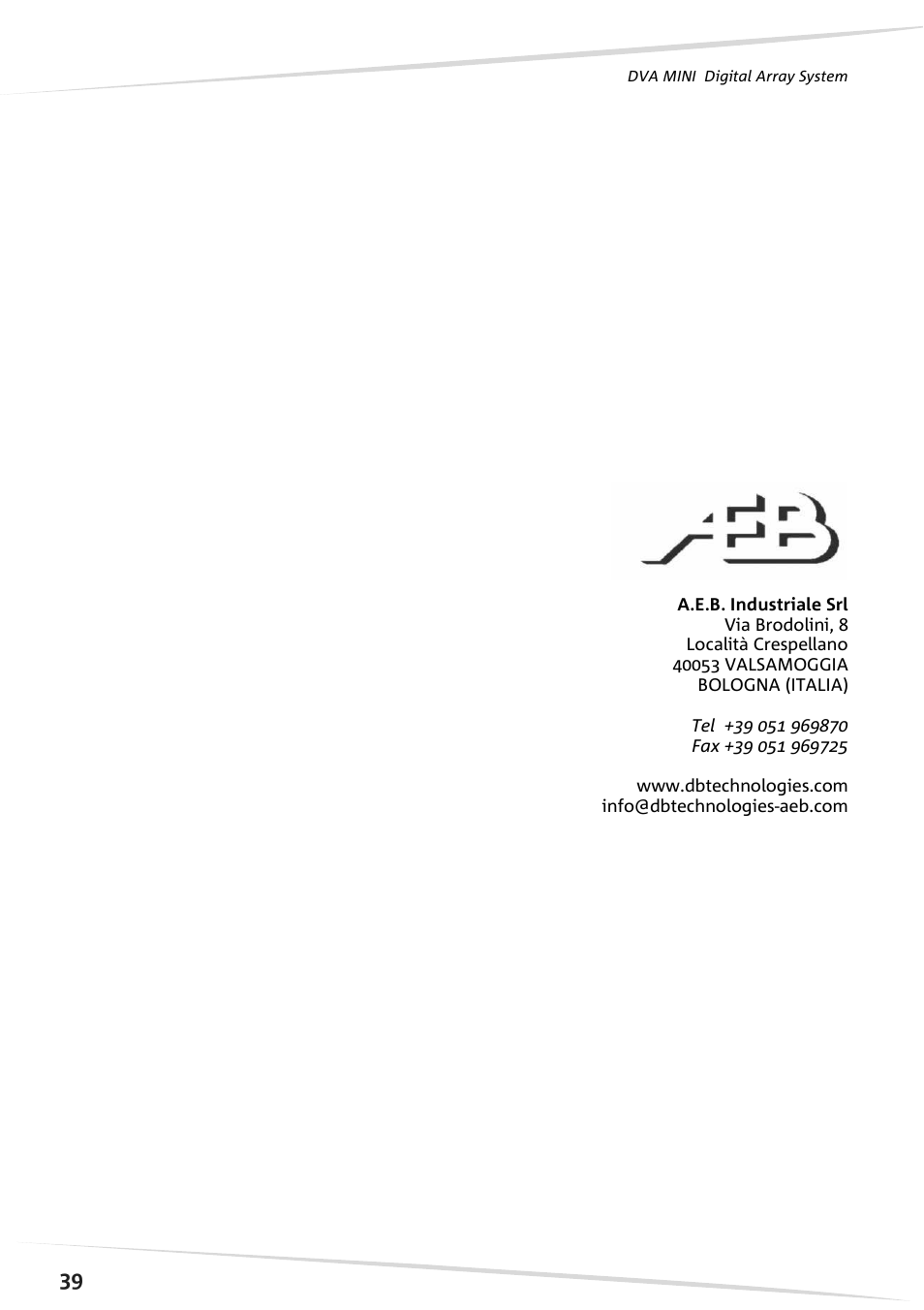 dB TECHNOLOGIES DVA MS12 User Manual | Page 40 / 40