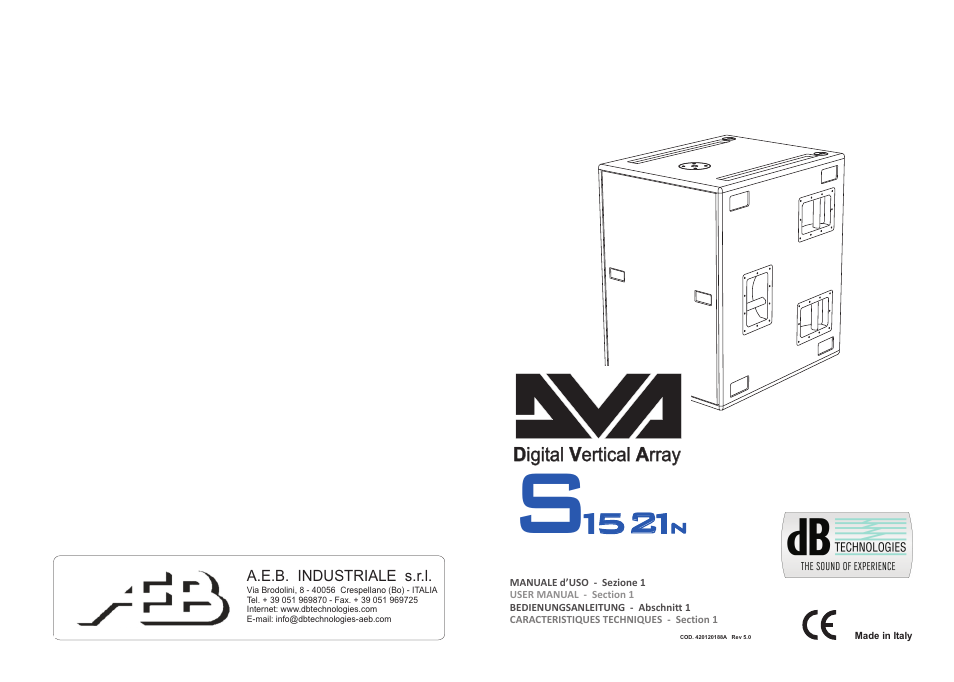 dB TECHNOLOGIES DVA S1521N User Manual | 17 pages