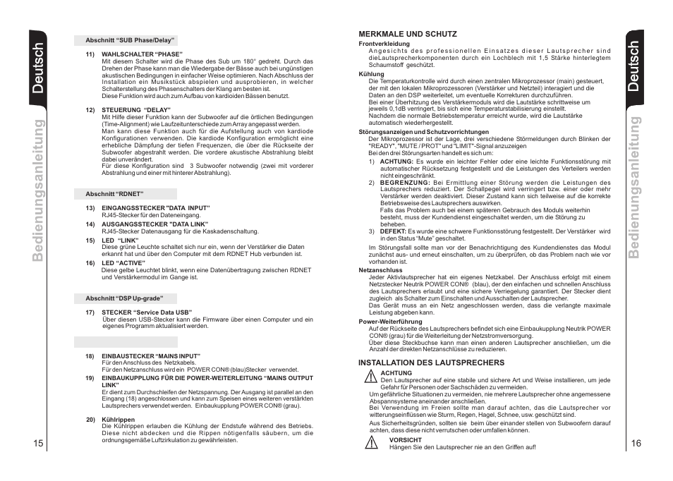 De u ts c h | dB TECHNOLOGIES DVA S1521N User Manual | Page 9 / 17
