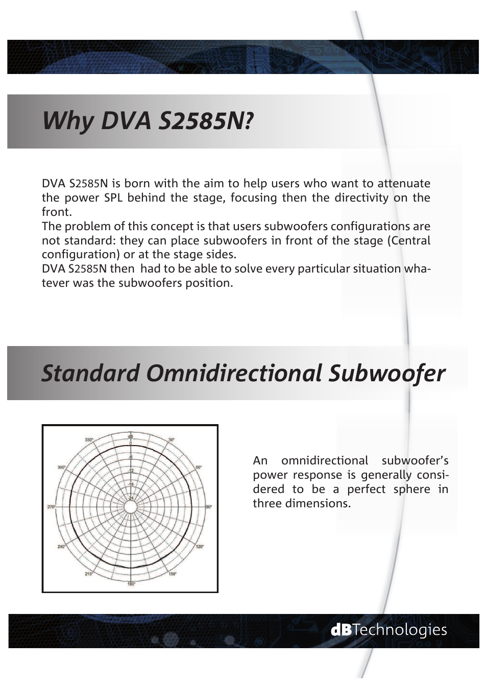 Why dva s 2585 n, Standard omnidirectional subwoofer | dB TECHNOLOGIES DVA S2585N v2 User Manual | Page 2 / 8